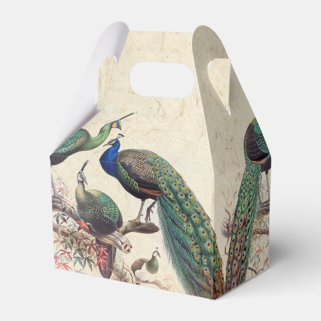 Caixinha De Lembrancinhas Vintage Peacock Birds Selvagens Animais Favor Caix (Verso)