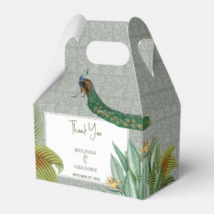 Caixinha De Lembrancinhas Vintage Peacock Feather Tropical Greenerice Casame