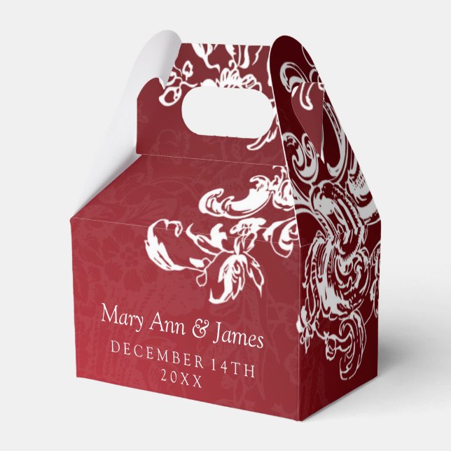 Caixinha De Lembrancinhas Vintage Swirls 2 Red (Frente)