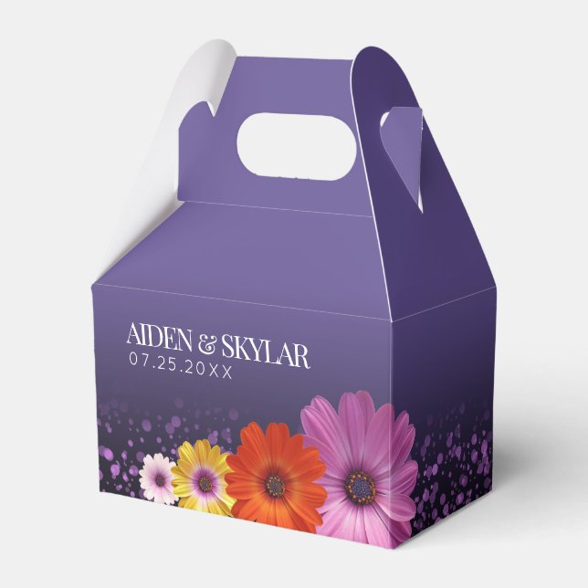 Caixinha De Lembrancinhas Visitas Elegantes com Casamento com Glitter Roxo (Frente)