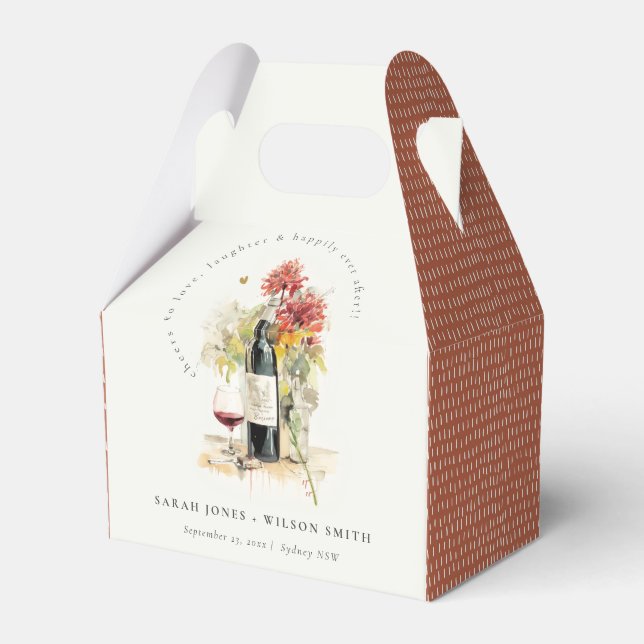 Caixinha De Lembrancinhas Viva, Casamento Floral Amarelo Vermelho (Frente)