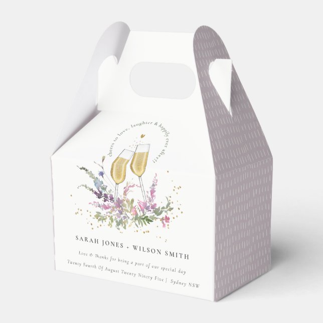 Caixinha De Lembrancinhas Viva Dourada Vinho Casamento Floral (Frente)