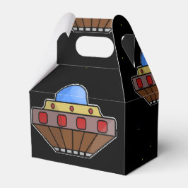 Caixinha De Lembrancinhas Voando ufo no espaço preto