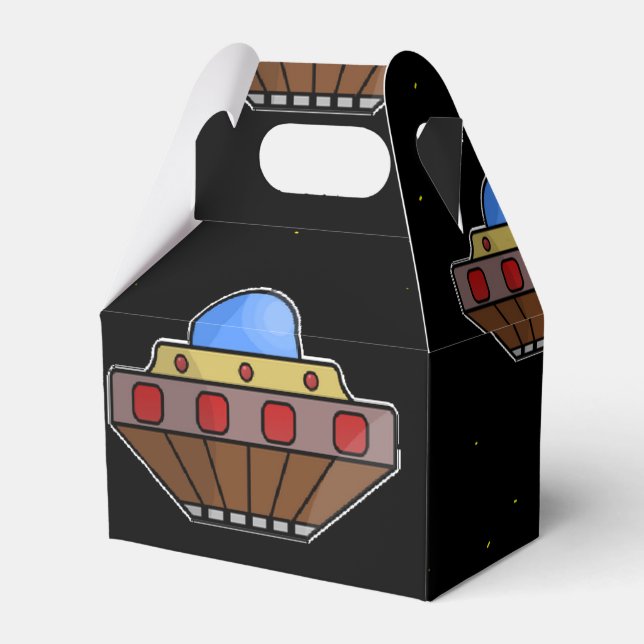 Caixinha De Lembrancinhas Voando ufo no espaço preto (Frente)