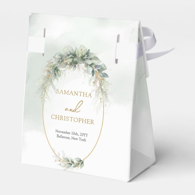 Caixinha De Lembrancinhas Voval de folha de ouro botânico moderno (Verso)