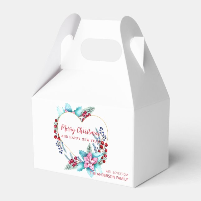 Caixinha De Lembrancinhas Watercolor Christmas Wreath (Frente)