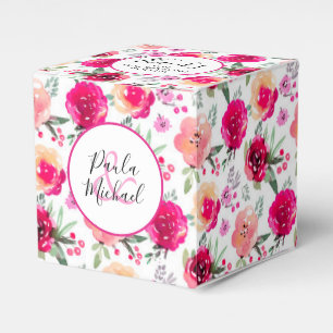 Caixinha De Lembrancinhas Watercolor Floral Wedding Obrigado Favor Box
