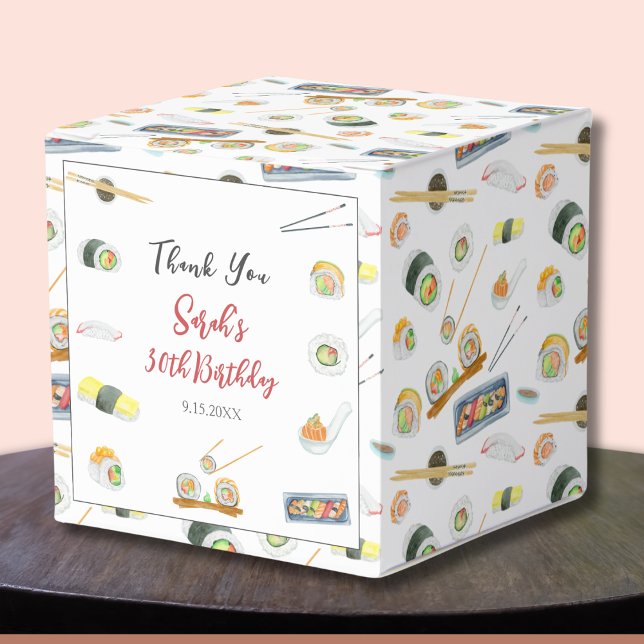 Caixinha De Lembrancinhas Watercolor Sushi e Sashimi Obrigado (Criador carregado)