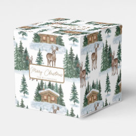 Caixinha De Lembrancinhas Watercolor Winter Wonderland Rustic Barn Christmas