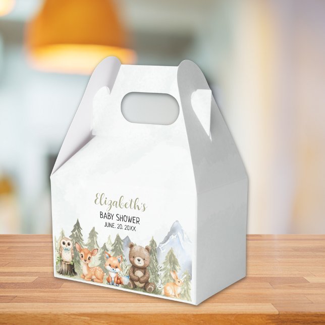 Caixinha De Lembrancinhas Watercolor Woodland Baby Shower Theme (Criador carregado)