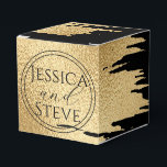 Caixinha De Lembrancinhas Wedding Gold and Black Classic<br><div class="desc">Wedding Gold and Black Classic favor boxes for guests. Fill them with treats! All design elements can be edited. Text can be changed out using your favorite font color, style, and size! Enjoy! Style: Classic 2x2x2 Favor boxes are as unique as your guests. Perfect for weddings, birthdays, corporate events and...</div>