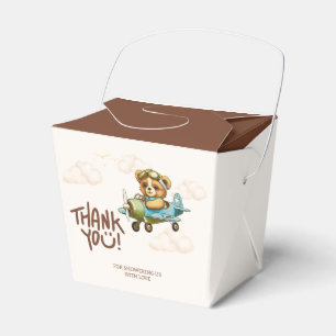 Caixinha De Lembrancinhas Whimscolor Avião de Aquarela Urso de Teddy Obrigad