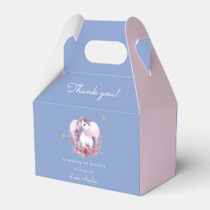 Caixinha De Lembrancinhas Whimsical Floral Unicorn Blue Birthday