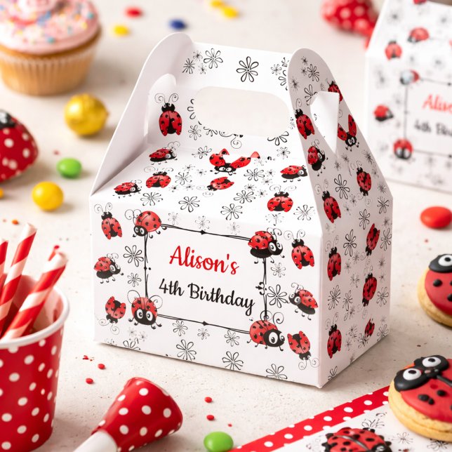 Caixinha De Lembrancinhas Whimsical Ladybugs Birthday (Criador carregado)