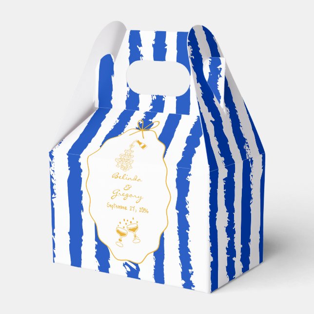 Caixinha De Lembrancinhas Whimsical Stripes Handwritten Painted Wedding  (Frente)