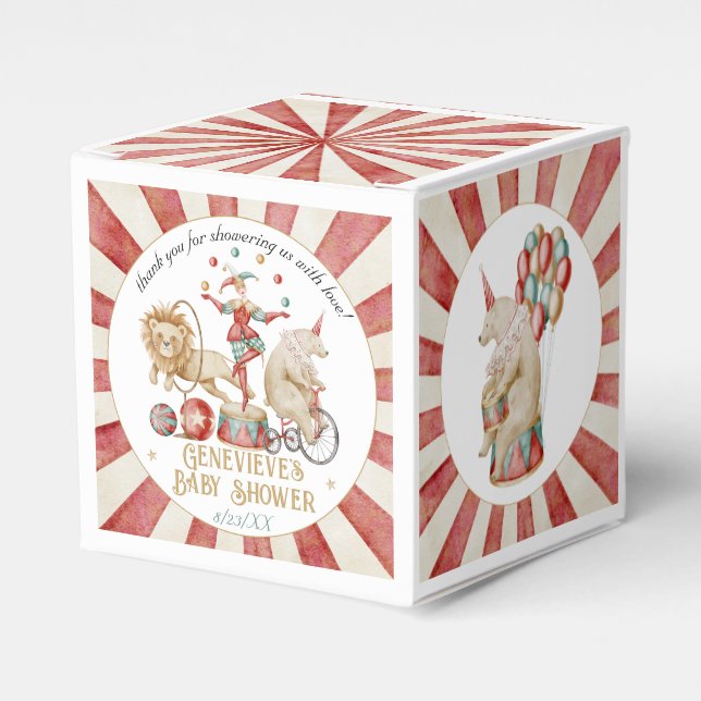 Caixinha De Lembrancinhas Whimsical Watercolor Circus Carnival Baby Shower (Frente)