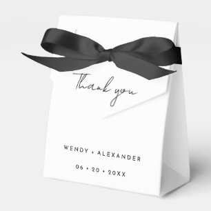 Caixinha De Lembrancinhas White Modern Script Weding Obrigado