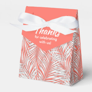 Caixinha De Lembrancinhas White Palms on Living Coral Party Favor Boxes