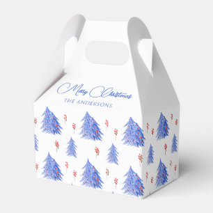 Caixinha De Lembrancinhas White Winter Ice Blue Tres Holly Berry Christmas