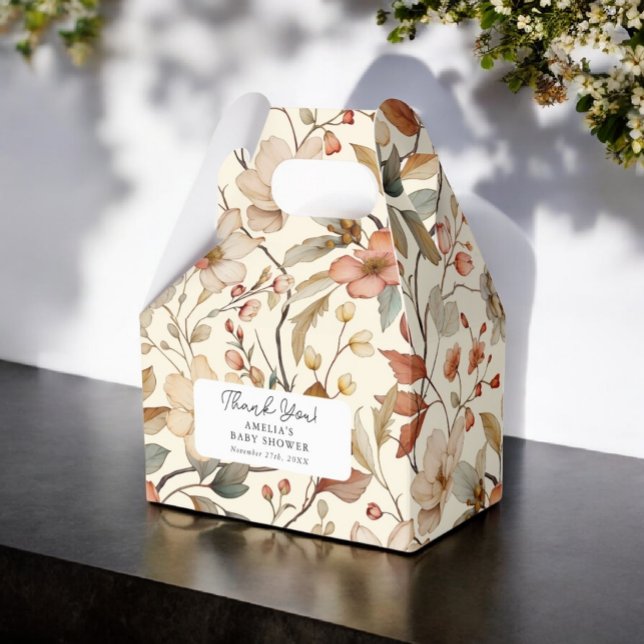 Caixinha De Lembrancinhas Wildflower Boho Ivory Floral Chá de fraldas (Criador carregado)