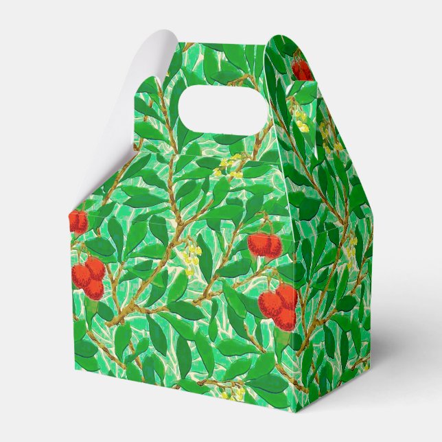 Caixinha De Lembrancinhas William Morris Lychee Tree Pattern, Verde Claro (Frente)