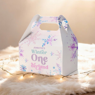 Caixinha De Lembrancinhas Winter Onederland Snowflakes Girl Snow Birday