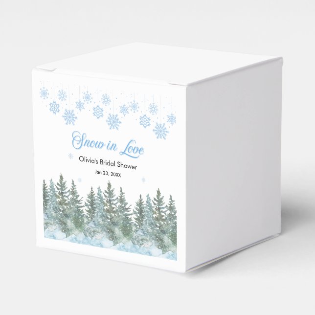 Caixinha De Lembrancinhas Winter Pine Snow in Love Snowflakes Bridal Shower (Frente)