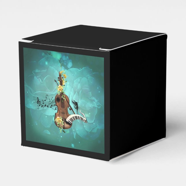 Caixinha De Lembrancinhas Wondeful violin with piano and flowers (Frente)