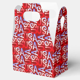 Caixinha De Lembrancinhas Word Art USA Text,Red-PARTITY FAVOR BOX, gable