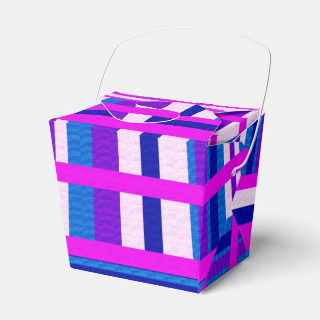 Caixinha De Lembrancinhas Xadrez azul roxa rosa (Frente)