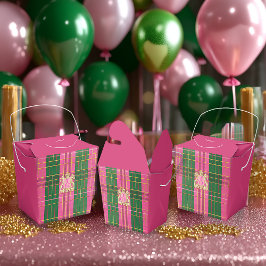 Caixinha De Lembrancinhas Xadrez cor-de-rosa na moda e repouso Dourado verde