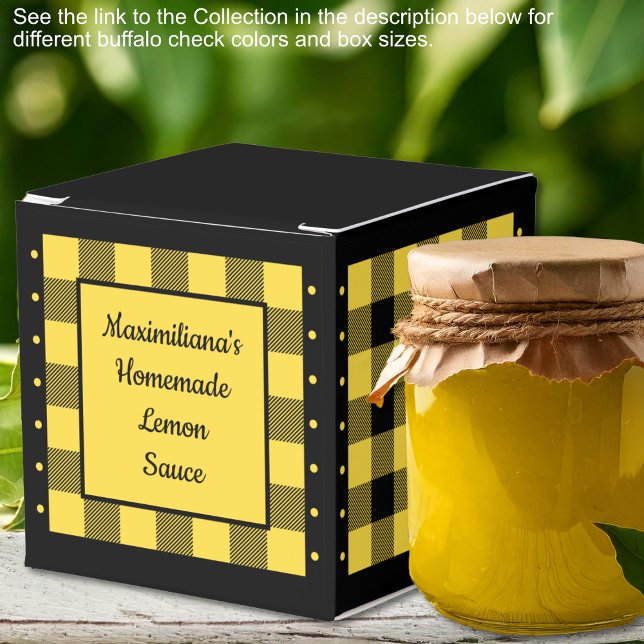 Caixinha De Lembrancinhas Xadrez de Búfalo - Amarelo e Preto - Clássico (Buffalo Check - Yellow and Black - Classic Favor Boxes by Leapfroglisics Shop)