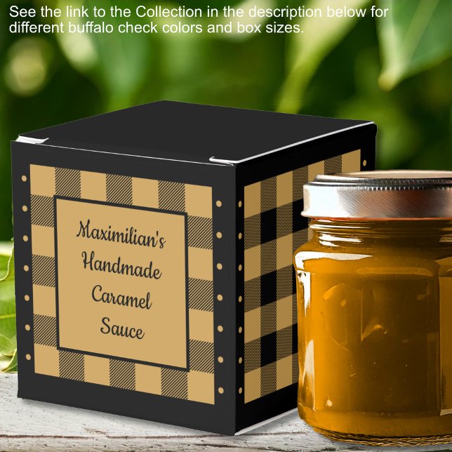Caixinha De Lembrancinhas Xadrez de Búfalo - Dourado e Preto - Clássico (Buffalo Check - Gold and Black - Classic Favor Boxes by Leapfroglisics Shop)