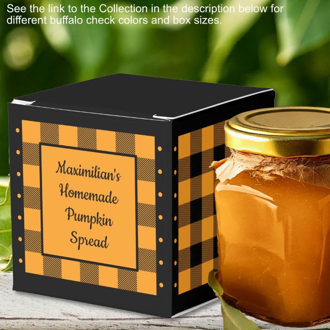 Caixinha De Lembrancinhas Xadrez de Búfalo - Laranja e Preto - Clássico (Buffalo Check - Orange and Black - Classic Favor Boxes by Leapfroglisics Shop)