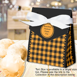 Caixinha De Lembrancinhas Xadrez de Búfalo - Preto e Laranja - Tenda 3x1,5x3