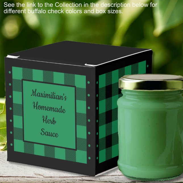 Caixinha De Lembrancinhas Xadrez de Búfalo - Verde e Preto - Clássico (Buffalo Check - Green and Black - Classic Favor Boxes by Leapfroglisics Shop)