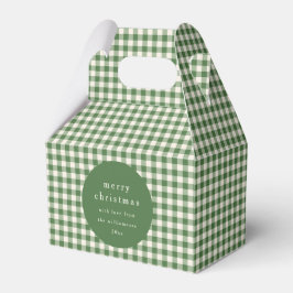 Caixinha De Lembrancinhas Xadrez de Gingham Verde Personalizado no Natal