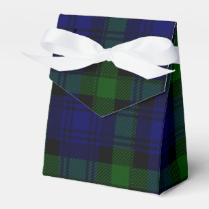 Caixinha De Lembrancinhas Xadrez preta do verde azul do tartan do clã do