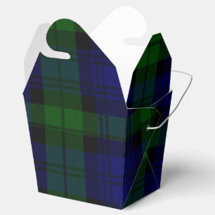 Caixinha De Lembrancinhas Xadrez preta do verde azul do tartan do clã do
