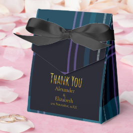 Caixinha De Lembrancinhas Xadrez Preto Azul Obrigado Personalizado