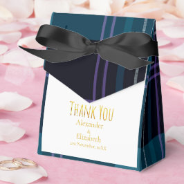 Caixinha De Lembrancinhas Xadrez Preto Azul Obrigado Personalizado