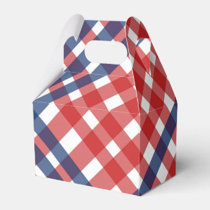 Caixinha De Lembrancinhas Xadrez Red White e Blue Gingham