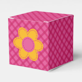 Caixinha De Lembrancinhas Xadrez rosa-rosa fofinha, flor-grua-doce