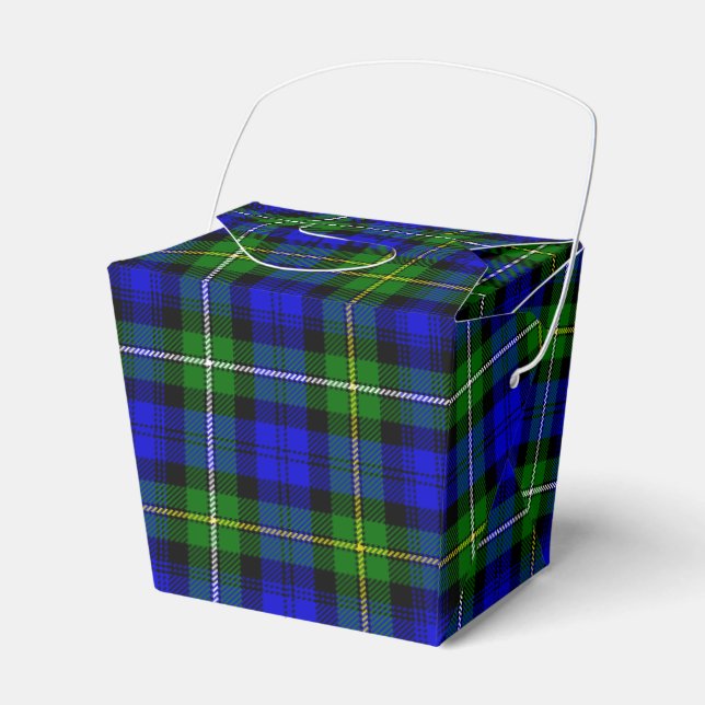 Caixinha De Lembrancinhas Xadrez verde azul Campbell tartan (Frente)