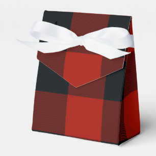 Caixinha De Lembrancinhas Xadrez Vermelho e Preto Quadrados Plaid de Búfalo