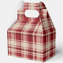 Caixinha De Lembrancinhas Xadrezes de Creme Vermelho
