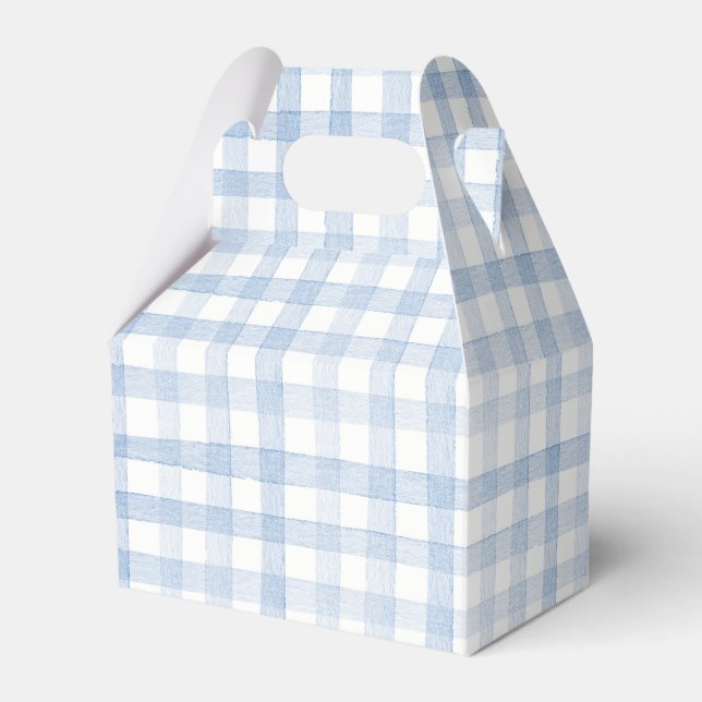 Caixinha De Lembrancinhas Xadrezes de Gingham Azul Claro Pastel (Frente)