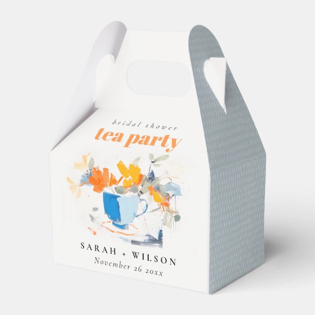 Caixinha De Lembrancinhas Xícara De Chá Floral Moderna Chã De Noiva  (Frente)