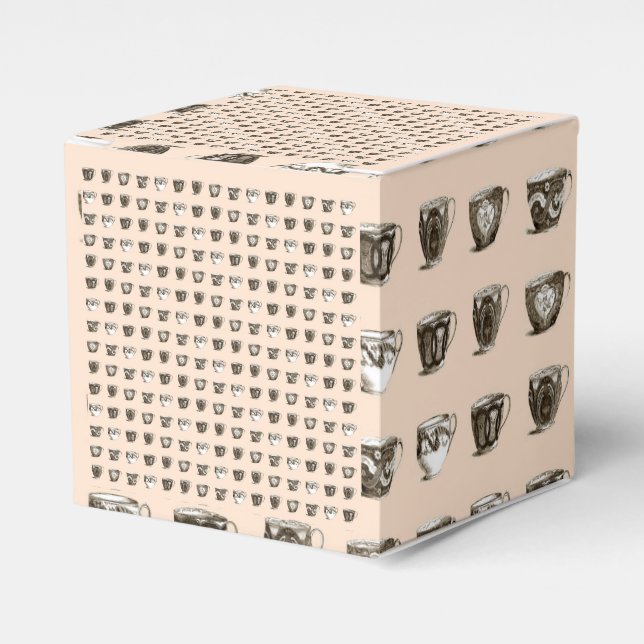 Caixinha De Lembrancinhas Xícaras de chá e café em pêssego (Frente)