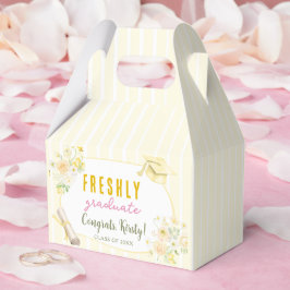 Caixinha De Lembrancinhas Yellow Stripes Lemons and Flowers Graduation